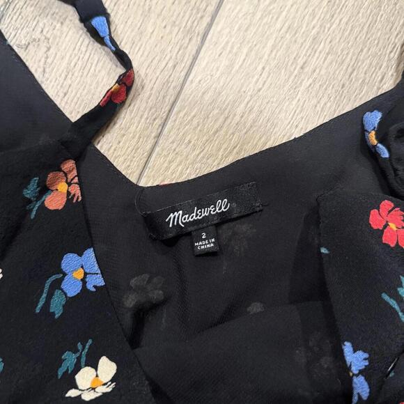 Madewell Floral Camisole Top - Black Women's Size 2 - Picture 2 of 3